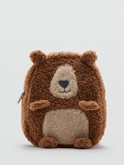 Mango Kids' Fluffy Teddy Backpack, Medium Brown, Medium Brown