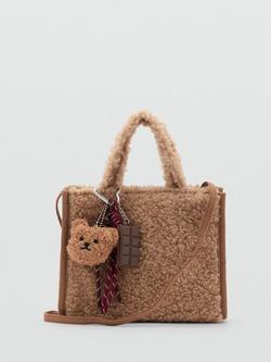 Mango Carol Textured Tote Bag, Medium Brown, Medium Brown