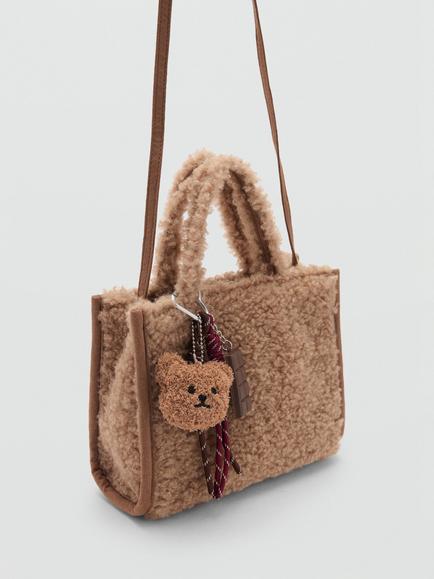 Mango Carol Textured Tote Bag, Medium Brown - view 2, Medium Brown