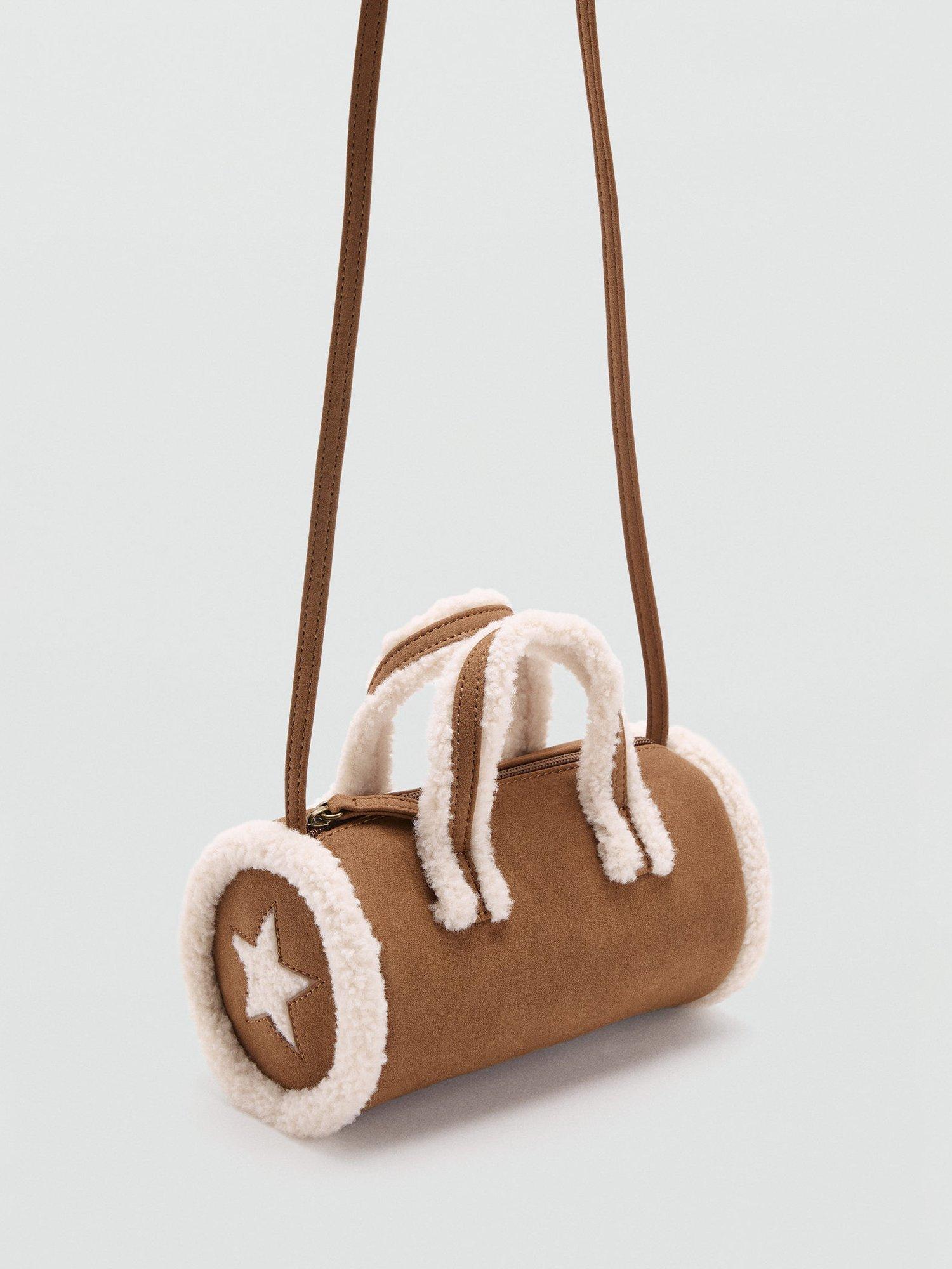 Product image 2 of 4, which shows Mango Faz Faux Shearling Crossbody Bag, Medium Brown