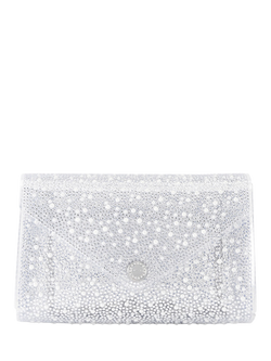 Carvela Positano Vinyl Embellished Clutch Bag, Blue, White