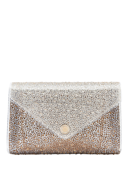 Carvela Positano Vinyl Embellished Clutch Bag, Brown