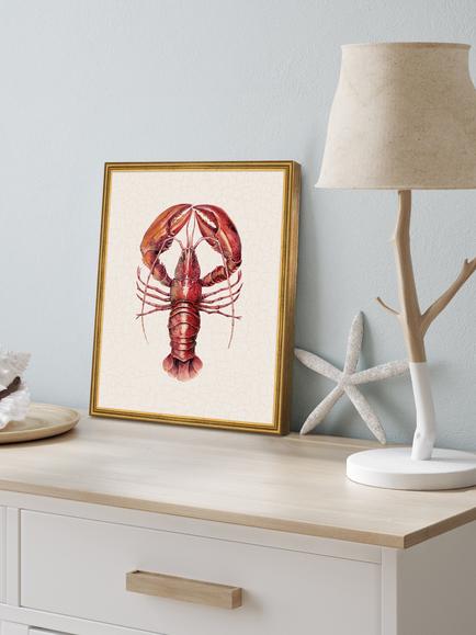 Brookpace Lascelles 'Lobster' Framed Canvas Print, 38 x 31cm, Red - view 2, Red
