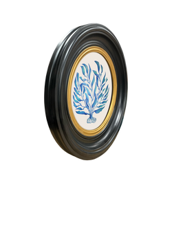 Brookpace Lascelles 'Ocean Feather' Round Framed Print, 36cm, Blue - view 2, Blue