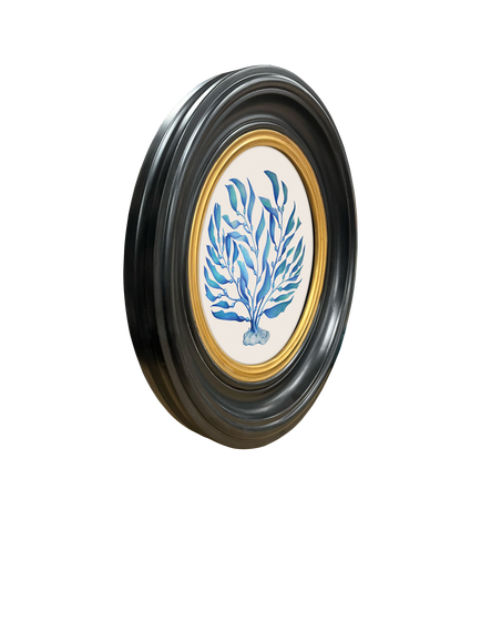 Brookpace Lascelles 'Ocean Feather' Round Framed Print, 36cm, Blue - view 2, Blue