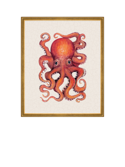 Brookpace Lascelles 'Octopus' Framed Canvas Print, 38 x 31cm, Red, Red