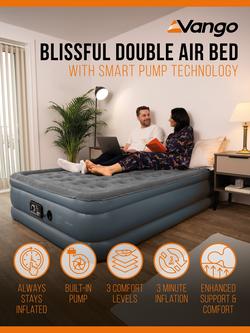 Vango Blissful Self-Inflating Flocked Double Airbed, Dark Grey - view 2, Dark Grey