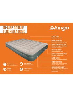 Vango Hi Rise Double Flocked Airbed, Dark Grey - view 2, Dark Grey