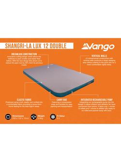 Vango Shangri-La Lux 12 Double Self-Inflating Mattress, Midnight Teal - view 2, Midnight Teal