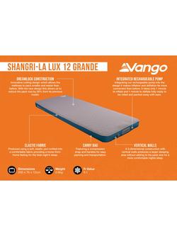 Vango Shangri-La Lux 12 Grande Self-Inflating Mattress, Midnight Teal - view 2, Midnight Teal