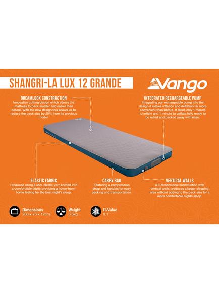 Vango Shangri-La Lux 12 Grande Self-Inflating Mattress, Midnight Teal - view 2, Midnight Teal