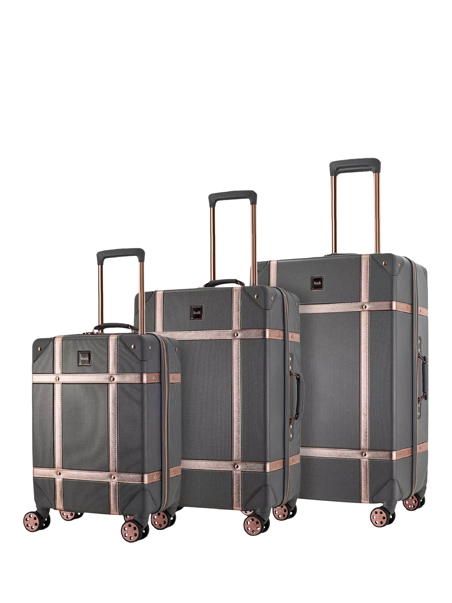 Rock Vintage 8-Wheel Hard Shell Suitcase, Set of 3