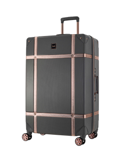 Rock Vintage 8-Wheel Hard Shell Suitcase, Set of 3 - view 2, Charcoal/Rose Gold