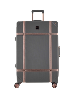 Rock Vintage 8-Wheel 78cm Large Suitcase - view 2, Charcoal/Rose Gold