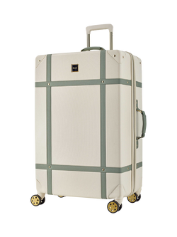 Rock Vintage 8-Wheel 78cm Large Suitcase, Cream/Sage Green