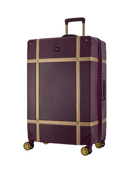 Rock Vintage 8-Wheel 78cm Large Suitcase, Fig/Gold