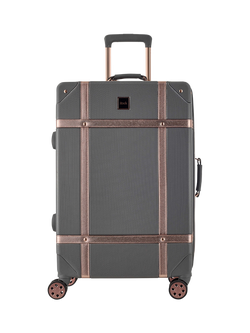 Rock Vintage 8-Wheel 68cm Medium Suitcase - view 2, Charcoal/Rose Gold