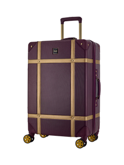 Rock Vintage 8-Wheel 68cm Medium Suitcase, Fig/Gold