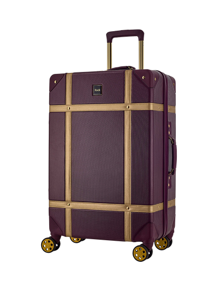 Rock Vintage 8-Wheel 68cm Medium Suitcase, Fig/Gold