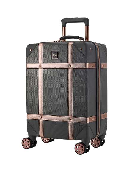 Rock Vintage 8-Wheel 55cm Cabin Case, Charcoal/Rose Gold
