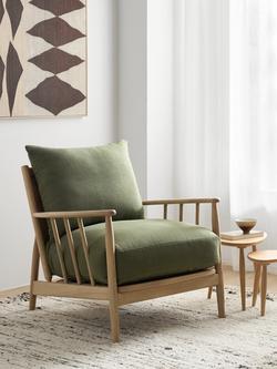 John Lewis Cookham Armchair, Light Leg - view 2, Relaxed Linen Olive Green