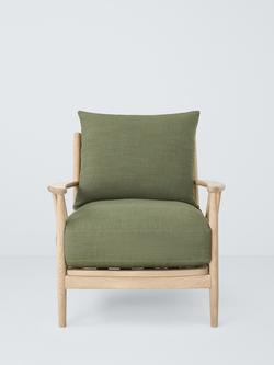 John Lewis Cookham Armchair, Light Leg - view 2, Relaxed Linen Olive Green