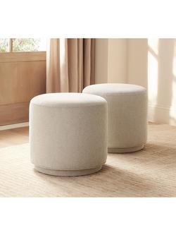 Pottery Barn Jake Upholstered Swivel Stool, Oatmeal - view 2, Oatmeal