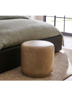 Pottery Barn Jake Leather Swivel Stool, Taupe - view 2, Taupe