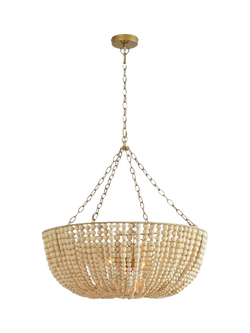Pottery Barn Bristol Bowl Beaded Wood Chandelier Ceiling Light, Natural, Natural