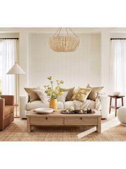 Pottery Barn Bristol Bowl Beaded Wood Chandelier Ceiling Light, Natural - view 2, Natural