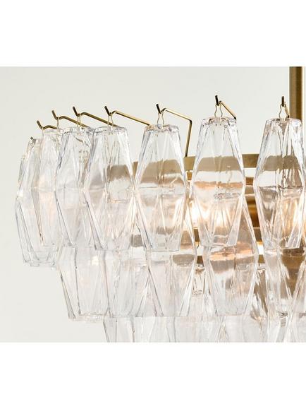 Pottery Barn Florence Large Crystal Chandelier Ceiling Light, Vintage Brass - view 2, Vintage Brass