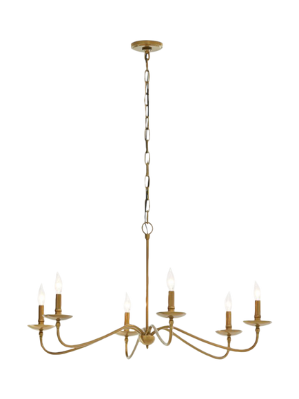 Pottery Barn Lucca Small Candelabra Ceiling Light, Brass, Brass