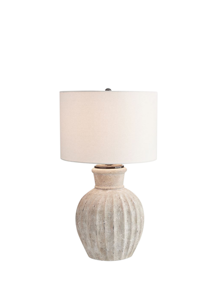Pottery Barn Anders Large Fluted Terracotta Table Lamp, White, White
