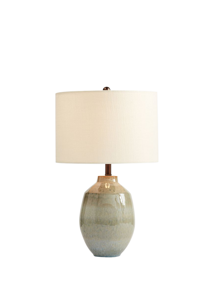 Pottery Barn Ezra Small Ceramic Table Lamp, Teal, Teal