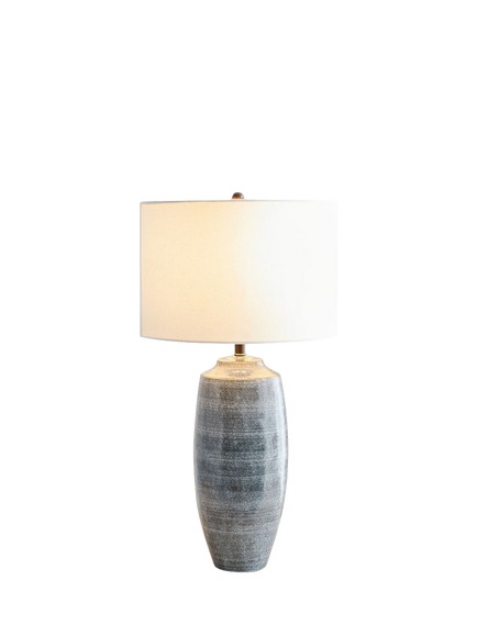 Pottery Barn Marin Small Ceramic Table Lamp, Dark Blue, Blue