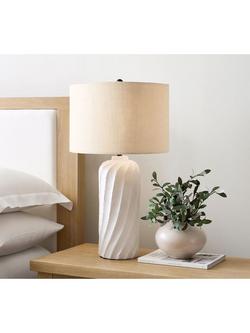 Pottery Barn Ollie Twist Ceramic Table Lamp, White - view 2, White