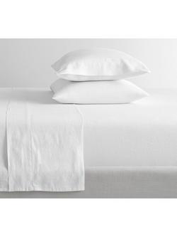 Pottery Barn Belgian Flax Linen Hemstitch Kingsize Sheets and Pillowcases Set, White