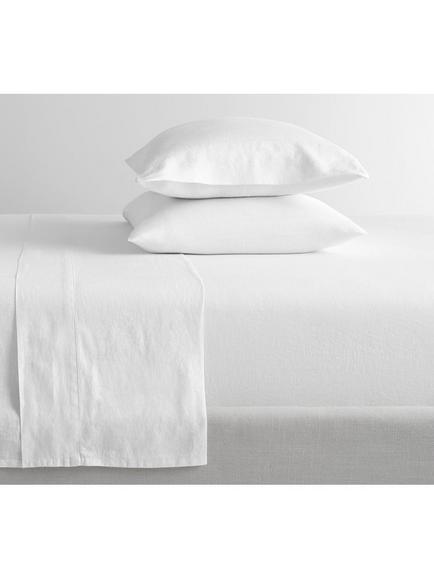 Pottery Barn Belgian Flax Linen Hemstitch Kingsize Sheets and Pillowcases Set, White