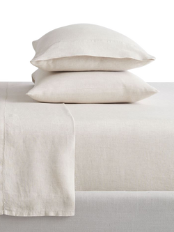 Pottery Barn Belgian Flax Linen Hemstitch Kingsize Sheets and Pillowcases Set, Flax