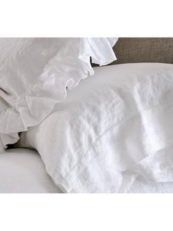 Pottery Barn Belgian Flax Linen Hemstitch Pair Standard Pillowcases - view 2, White