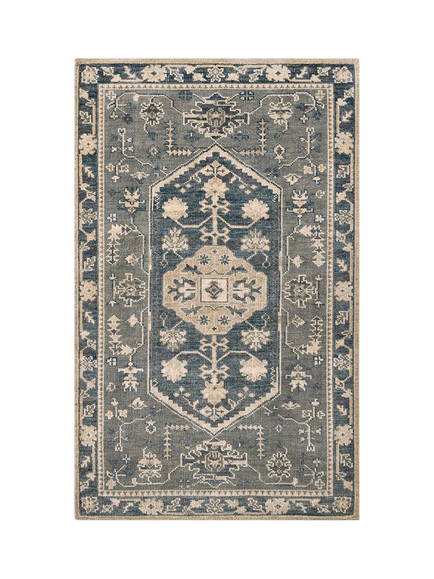 Pottery Barn Marietta Pure Wool Rug, Steel Blue Multi, Steel Blue Multi