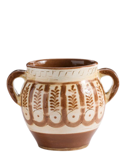 Pottery Barn African Print Terracotta Vase, H18cm, Bison Brown, Brown