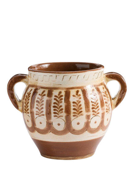 Pottery Barn African Print Terracotta Vase, H18cm, Bison Brown, Brown