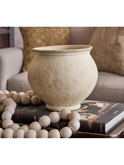 Pottery Barn Artisan Studio Short Earthenware Vase, 23cm, Natural - view 2, Natural