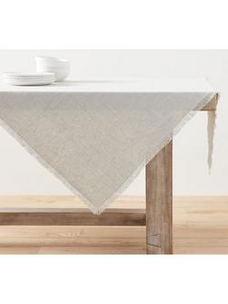 Pottery Barn Frayed Linen Square Tablecloth, Light Flax, Light Flax