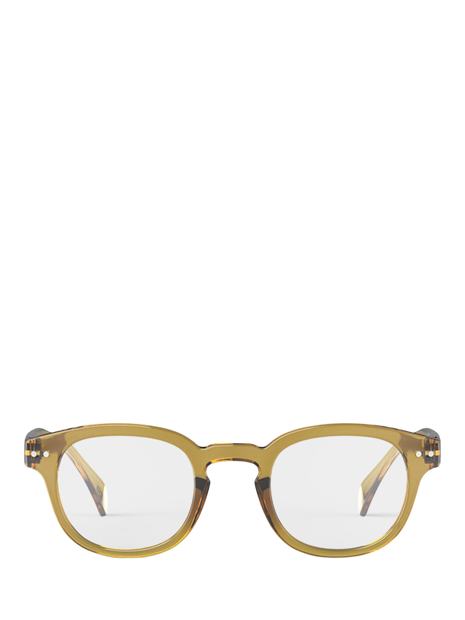 Product image 1 of 5, which shows IZIPIZI Crystal Reading Glasses, Golden Green, +1