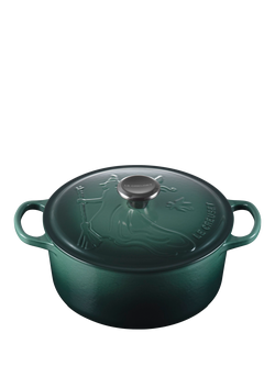 Le Creuset Cast Iron Wicked Elphaba Embossed Round Casserole, 24cm, Artichut, Artichut