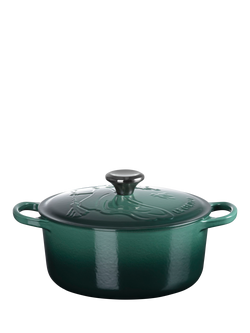 Le Creuset Cast Iron Wicked Elphaba Embossed Round Casserole, 24cm, Artichut - view 2, Artichut