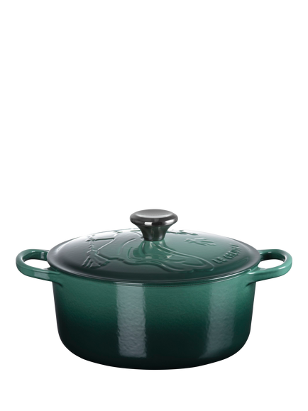 Le Creuset Cast Iron Wicked Elphaba Embossed Round Casserole, 24cm, Artichut - view 2, Artichut