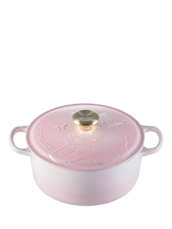 Le Creuset Cast Iron Wicked Glinda Embossed Round Casserole, 24cm, Shell Pink, Shell Pink